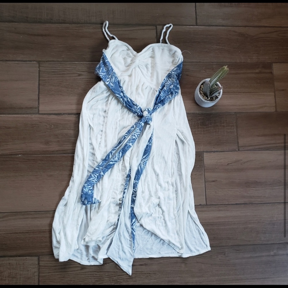 Free People White Wrap Midi Dress Tie XL